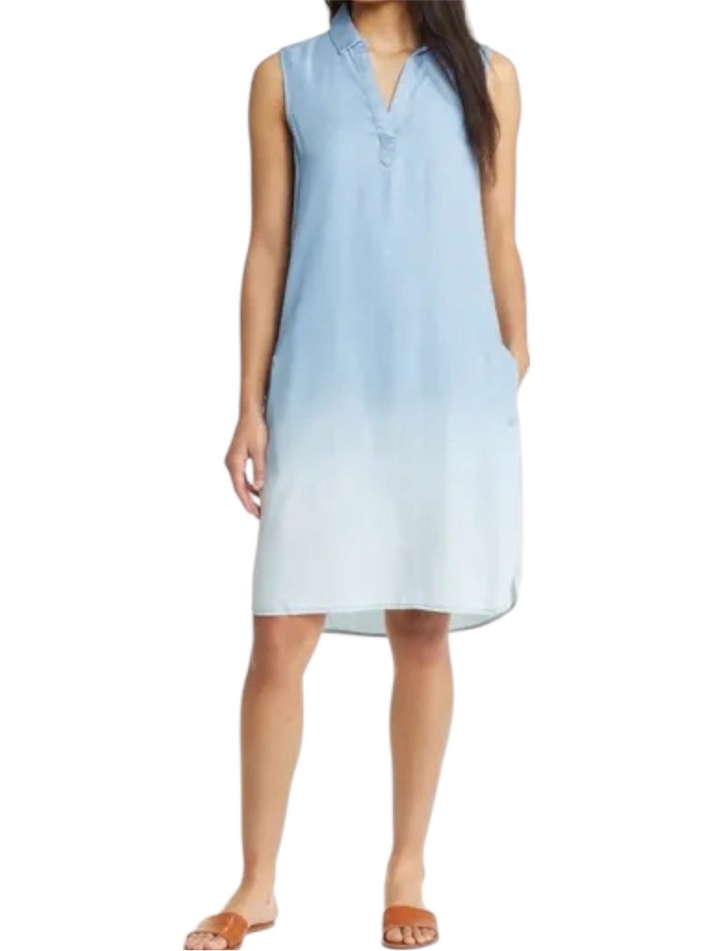 NORDSTROM BEACH LUNCH LOUNGE Sleeveless Ombré Denim Dress Jean Blue Size Medium
